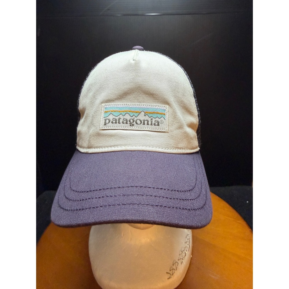Patagonia Fitz Roy Trout Trucker Hat Navy Blue Cream Snapback Mesh Cap